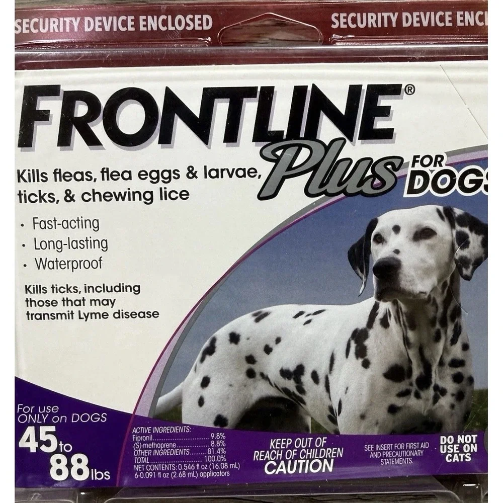 Frontline Plus For Dogs 45 to 88 Pounds SEALED 6 Doses Kills Fleas, Ticks, Lice - Picture 1 of 1